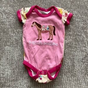 Pony Horse Onesie Bodysuit 3-6m Pasture Bedtime Country Farm Little Blue House